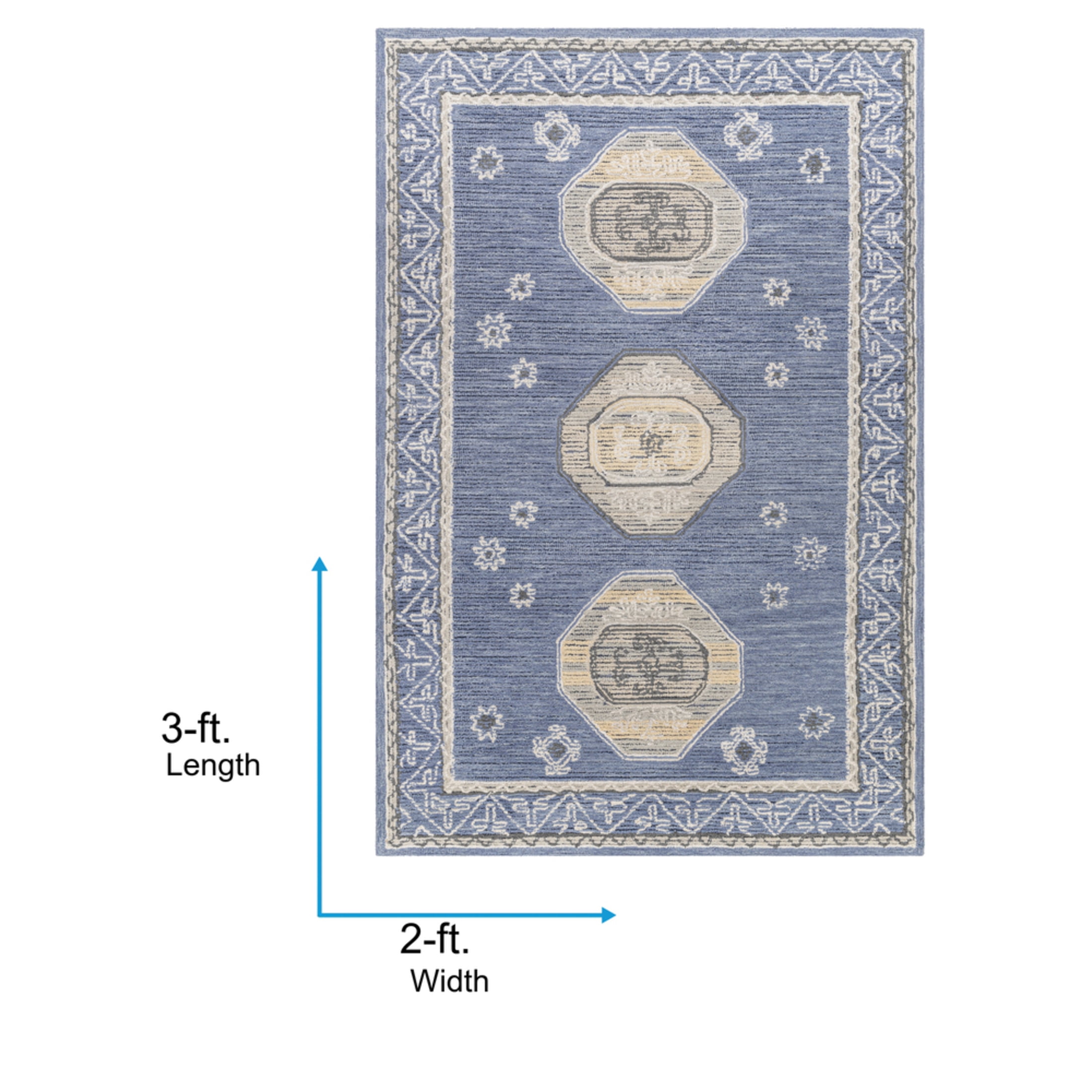 Livabliss Wool Rugs for Living Room, 2x3 Addyson Traditional Medium Gray Area Rug, Bedroom Dining Room Home Decor Handmade Carpet (2' x 3')
