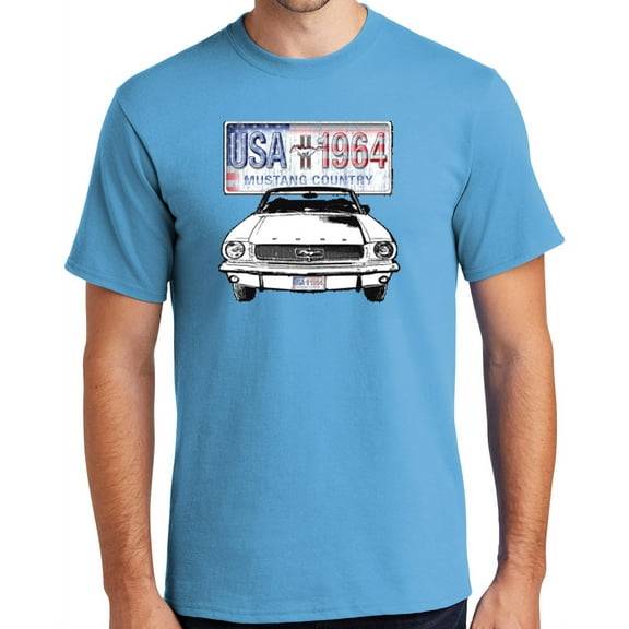 Buy Cool Shirts '64 Ford Mustang Country Cotton T-shirt, 3XL Aquatic Blue - Tall