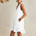 thumbnail image 5 of Shihyeh Women's Mock Neck Sleeveless Flowy Ruffled Swimsuit Cover-Up Dress with Front Zip Detail Bathing Suit Beach Bikini Wrap Summer Vacation Poolside Loose Casual Mini Sundress​, 5 of 7