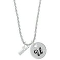 thumbnail image 1 of Delight Jewelry Silvertone 3-D Lipstick Silvertone Script Initial Disc - U - Charm Necklace, 20"+3", 1 of 4