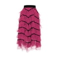 thumbnail image 4 of miqiqism Women's High Low Long Skirts Sweet Elastic Waist Tulle Layered Ruffles Mesh Long Tiered Skirt,Hot Pink,, 4 of 5