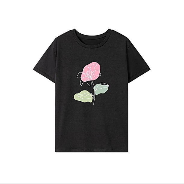 Camiseta para mujer de manga corta, ligera, cuello redondo, para vacaciones en la playa XL