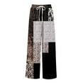 thumbnail image 4 of Mlqidk Womens Pants Flowy Loose Fitted High Waisted Pants Elastic Drawstring Wide-Leg Palazzo Pants Summer Bohemian Floral Print Trouser with Pockets Dark Gray 2XL, 4 of 5