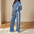 thumbnail image 5 of Wenini Women's 2 Piece Tracksuit Set Long Sleeve Zip up Short Top with Wide Leg Pants Color Blocking Sportswear Outfit, 5 of 7