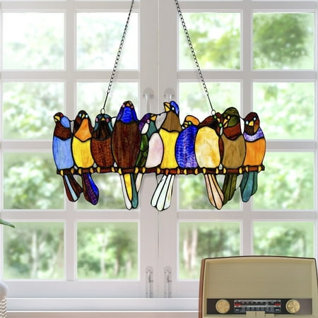 

2PC Home Decor Stained Bird Hanging Suncatcher Acrylic Decoration Birds Window Room Decor Wall Bedroom Bathroom Kitchen