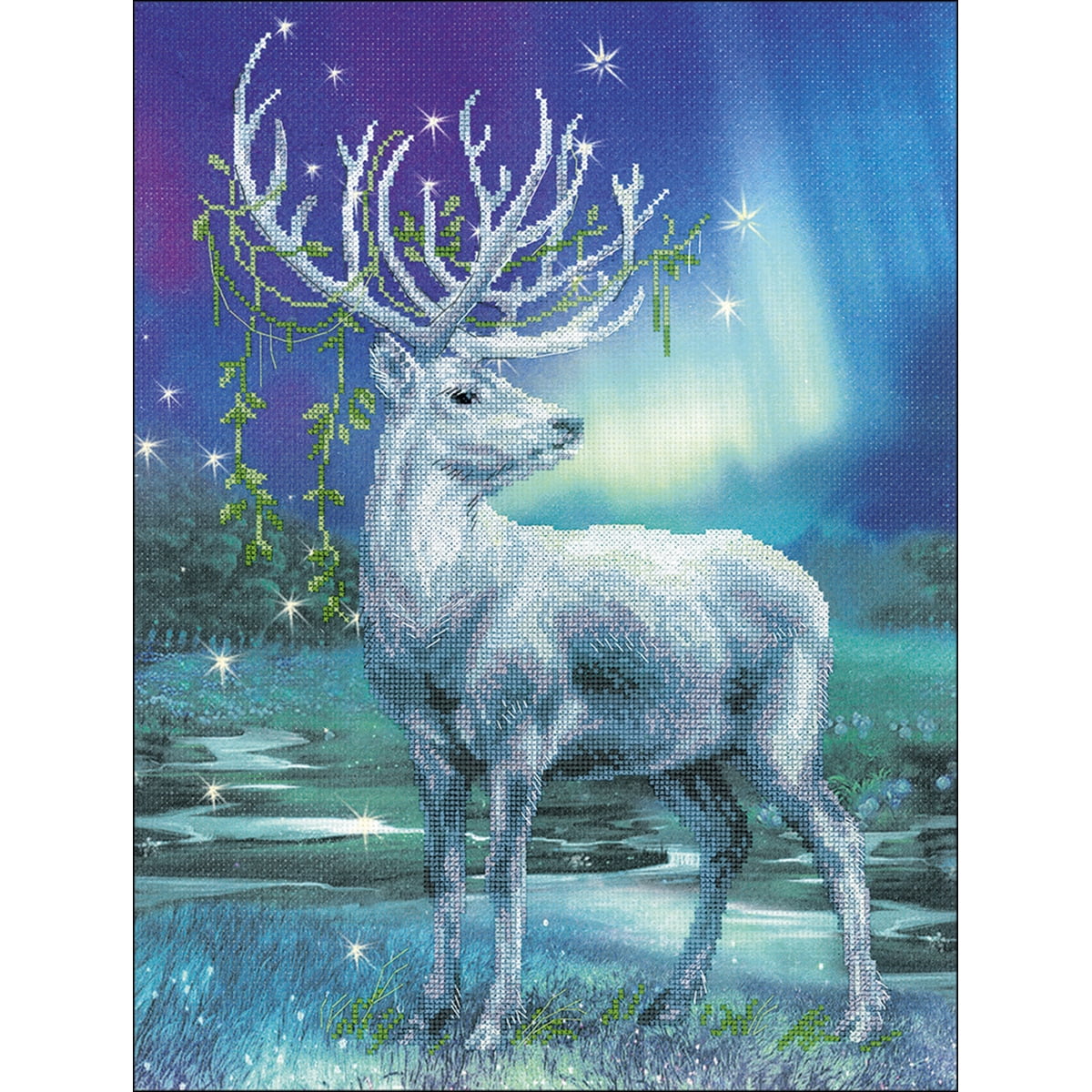 RIOLIS Stamped Cross Stitch Kit 11.75"X15.75"-White Stag (14 Count)