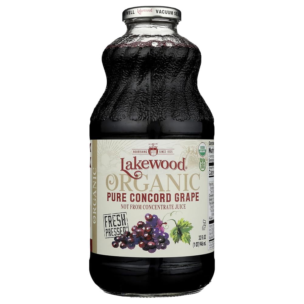 Lakewood Organic Pure Concord Grape Fresh Pressed Juice Concord Grape 32 fl oz Pack of 2