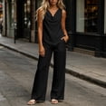 thumbnail image 2 of MLCDZ Women's Outfits Lounge Sets Two Piece Sleeveless Round Neck Elastic Waist Lightweight Loose Pants with Pockets Vacation Summer Dressy Tracksuit, 2 of 7