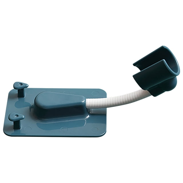 Self-Adhesive Shower Head Bracket 360°Rotatable Showerhead Holder Showering Head Bracket; Adjustable Handheld Stand with Hook Towel Support Mount Toilet Blue