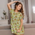 thumbnail image 3 of Wukai Cute Avocado Print Women's Loose Short Sleeve Nightgown, Soft Sleep Dress for Comfortable Relaxation, Casual Lounge Wear, 3 of 6