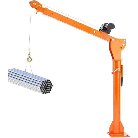 SHENGJINSH 1100 lbs Electric Pickup Truck Crane, Folding Truck-Mounted Bed Crane with Electric Winch 3500 lbs, 360° Swivel for Lifting Goods in Construction, Factory