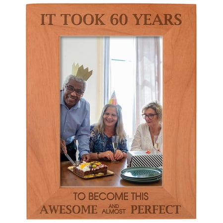 ThisWear 60th Birthday Gift It Took 60 Years Awesome Natural Wood Engraved 5×7 Portrait Picture Frame Wood