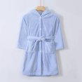 thumbnail image 1 of TIMIFIS Ear Hooded Bathrobe for Toddler Fleece Button Down Solid Color Robes with Pockets Soft Loungewear Pajama Robe Warm Comfy Sleepwear Kids Fall Winter Nightwear, for 3-8T, 1 of 6