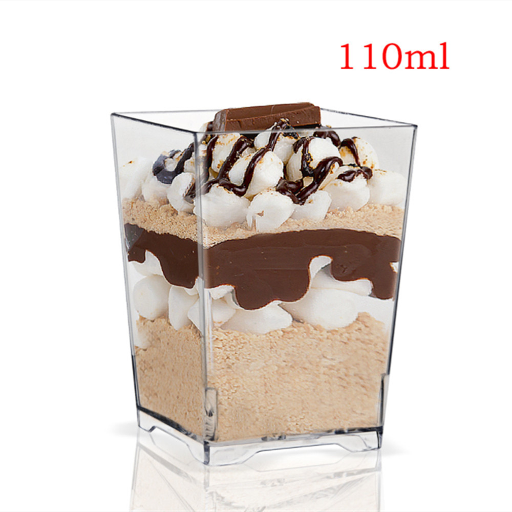 Plastic Disposable Ice cream Cube Square Dessert Cups 60ml200ml Clear