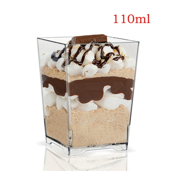 Hot sell Cube Ice cream Disposable Birthday Party Clear Mousse Cup 60ml~200ml Square Dessert Cups 110ML 12PCS/SET