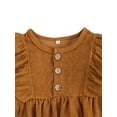 thumbnail image 4 of Qiylii Infant Baby Girl Corduroy Basic Plain Ruffle Long Sleeve Romper Tops Clothes, 4 of 6