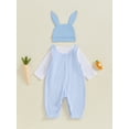 thumbnail image 5 of Okbabeha Newborn Baby Boy My First Easter Outfit Long Sleeve Romper Bunny Embroidery Plaid Overalls Jumpsuit Rabbit Ears Hat 3 Piece Spring Set, 5 of 8