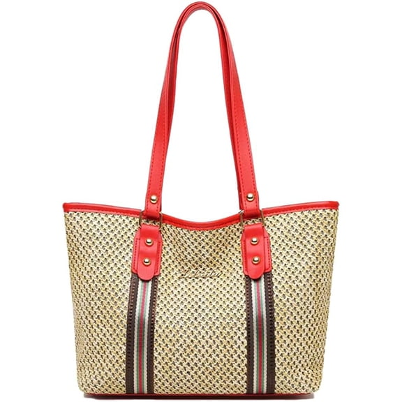 CoCopeaunts Straw Bag for women, Summer Beach Bag Woven Hobo Handbag Shoulder Bag Tote Bag Top Handle Bag for Work Vacation