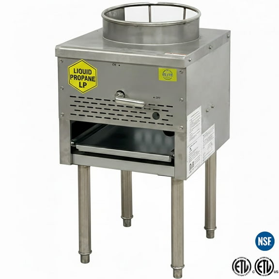13" One-Hole Chinese Wok Range, 95,000 BTU Propane Gas Wok Burner, Stainless Steel Commercial Restaurant Stove, NSF Certified