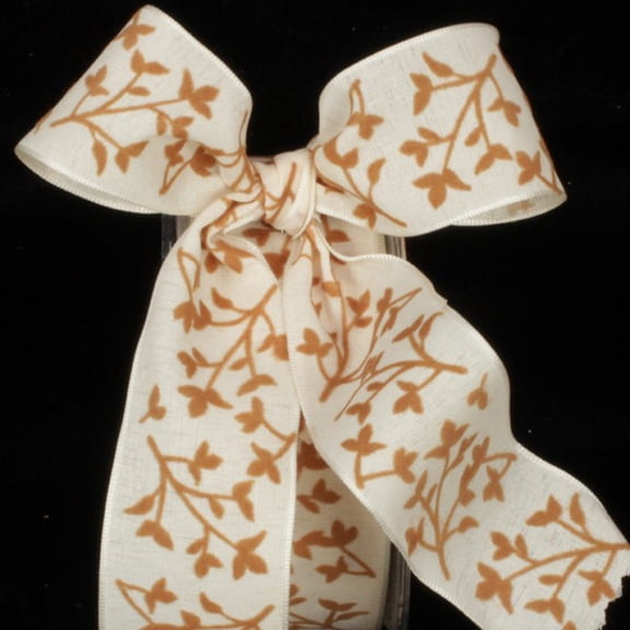 The Ribbon People Ivory Leaves Wired Craft Ribbon 1.5" x 27 Yards