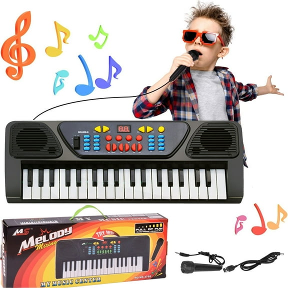 37 Keys Piano Keyboard for Kids, Kids Digital Music Electronic Keyboard Piano Toy with Microphone, Electric Beginner Keyboard Piano Musical Toys for Girls Boys Christmas Birthday Gifts