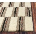 thumbnail image 3 of Well Woven Sabrina Ivory Shag Block Stripes Geometric Pattern Area Rug 4x6 (3'11" x 5'3"), 3 of 6