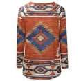thumbnail image 5 of LEAVINGSUO Long Sleeve Shirts for Women, Fall Womens Tops Women Casual Retro Aztec Print Long Sleeve Ethnic V-Neck Zipper T-Shirts Tops, 5 of 8