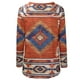 thumbnail image 5 of ICHUANYI Clearance Women Casual Retro Aztec Print Long Sleeve Ethnic V-Neck Zipper T-Shirts Tops(Orange, XXL) ICHUANYI WER2023081114584, 5 of 8