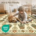 thumbnail image 4 of ODIKA 8'x10' Washable Area Rug Circle Southwestern Door Bands Potted Succulents Doormat Print for Dining Room, Large Office, Lounge, Non-Slip Chair-Friendly Mat, 4 of 7