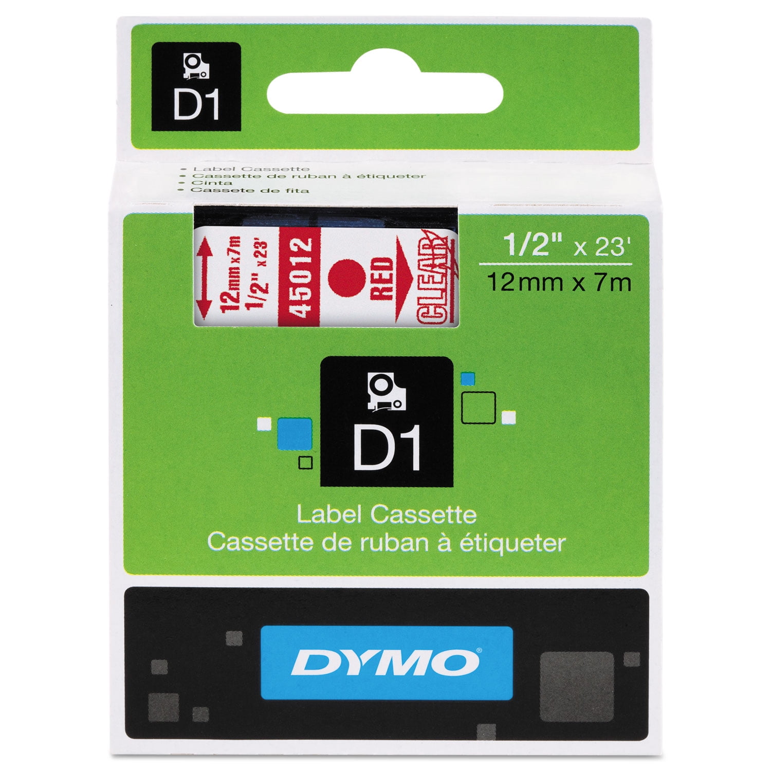 3PK 45012 Red on Clear Label Tape for DYMO D1 LabelManager 350 450 400 12mm 1/2" 