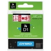 DYMO D1 High-Performance Polyester Removable Label Tape 1/2" x 23 ft Red on Clear 45012