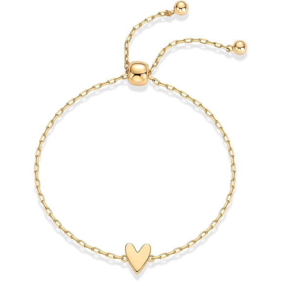 Matching Heart Charms Bracelet Set for Women – Adjustable Gold Plated Love & Friendship Bracelets, Two-Pack Solitaire Bracelets for Mother Daughter, Best Friends, Couples