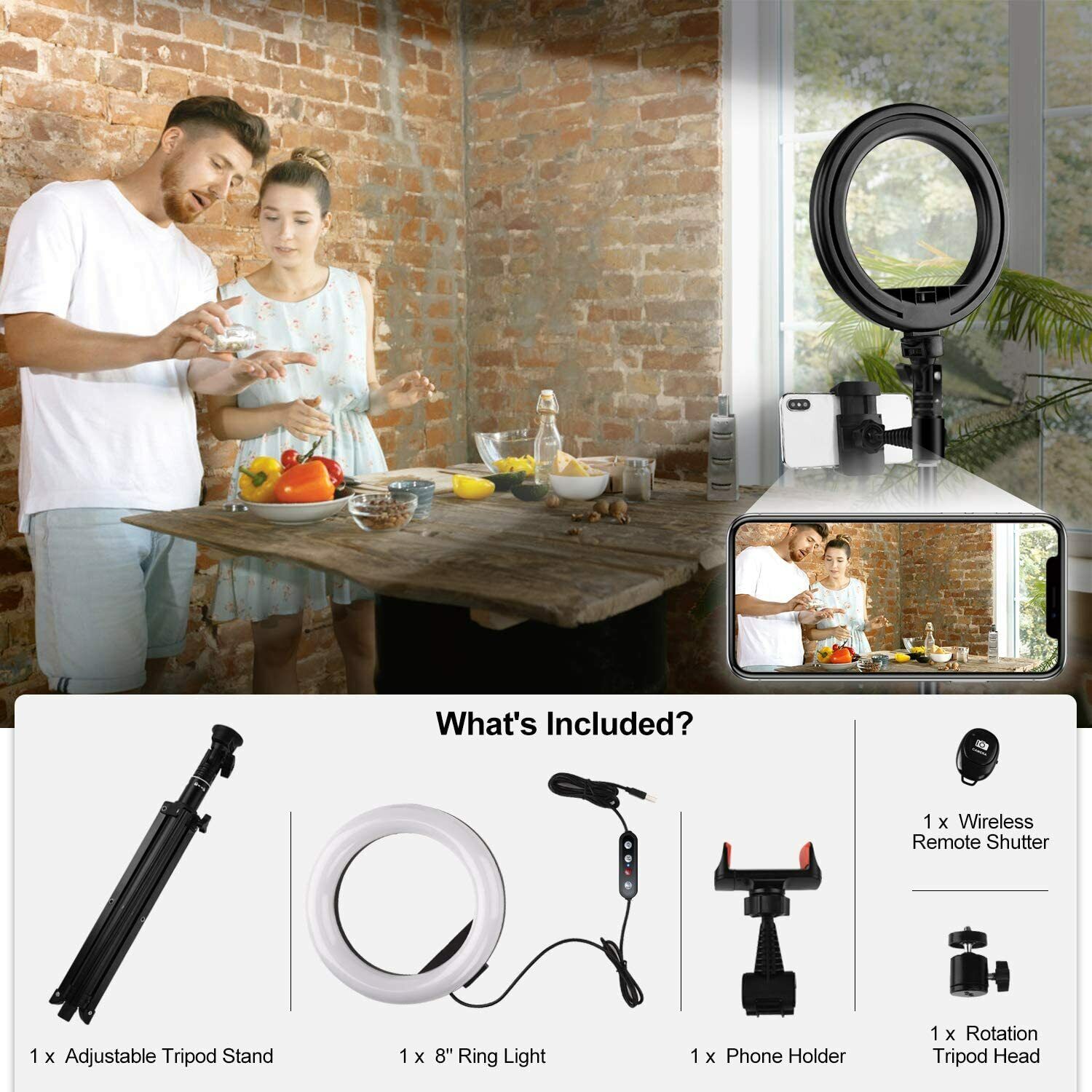 SAYFUT 8 inch Ring Light Tripod Stand Tik Tok Selfie Makeup Recording