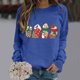 thumbnail image 2 of Gibobby Top de cuello Rojoondo de color sólido suelto informal con patrón de estampado lindo para mujer con suéter de Navidad de cuello Rojoondo suelto de manga larga de color (Azul, M), 2 of 4