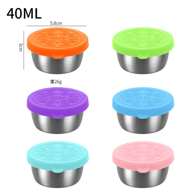 6 Pack Salad Dressing Container to Go, 40Ml Reusable Small Condiment Containers with Lids, Leakproof Silicone