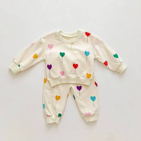 

ATOGUTA Cute Outfits for Boys Girls 2 Pieces Kids Sweatshirt and Jogger Sweatpants Outfits Set Multicolor Size 6M-3T