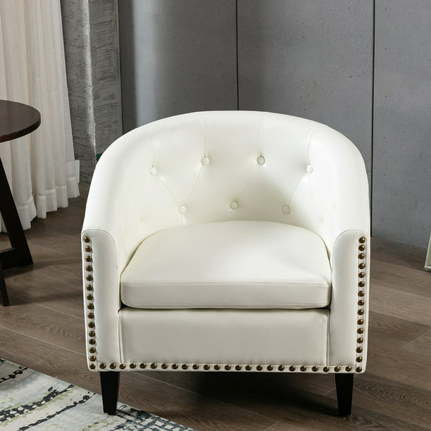 Wowoo Place Pu Leather Chair Living, White Tufted Chair For Bedroom