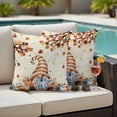 thumbnail image 2 of Outdoor Pillow Covers 16x16 Set of 2, Gnomes Pumpkin Fall Waterproof Patio Throw Pillow Covers for Couch Sofa Chair, Maple Leaves Thanksgiving Branches Decorative Pillowcases for Throw Pillows, 2 of 9