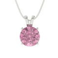 thumbnail image 3 of 2.5 ct Brilliant Round Cut Solitaire VVS1 Genuine Pink Zircon Solid 14k White Solid Gold Everyday Affordable Designer Necklace Pendant with 18" Solid Gold Chain by Clara Pucci, 3 of 6