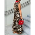 thumbnail image 2 of Women's Plus Size Leopard Print Sleeveless Maxi Dress with Stretch and Flowing Skirt 95% Polyester 5% Spandex, 2 of 7