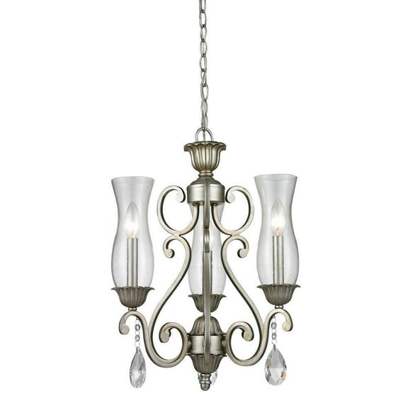 3 Light Chandelier in Victorian Style 17 inches Wide By 21.5 inches High-Antique Silver Finish Bailey Street Home 372-Bel-1809792