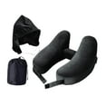 thumbnail image 4 of Almohada de viaje para el cuello con bolsa de almacenamiento y funda desmontable. Sudadera negra con capucha, 4 of 9