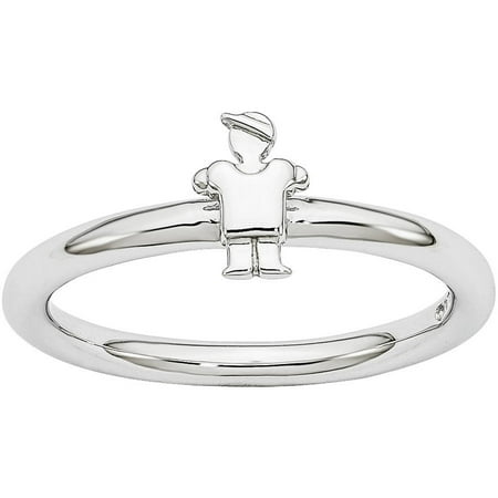 Stackable Expressions Sterling Silver Rhodium Boy Ring