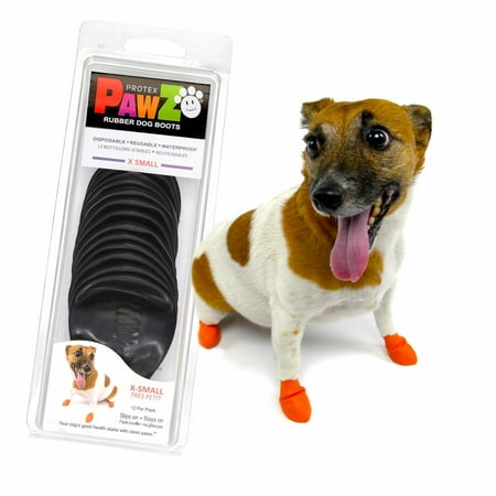 UPC: 0897515001161 | PawZ Rubber Dog Boots for Small Dogs 12pk Tiny Black Dog Booties