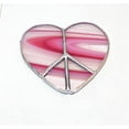 thumbnail image 4 of Pink and White Heart Shaped Peace Sign Handmade Stained Glass Sun Catcher Ornament, 4 of 9