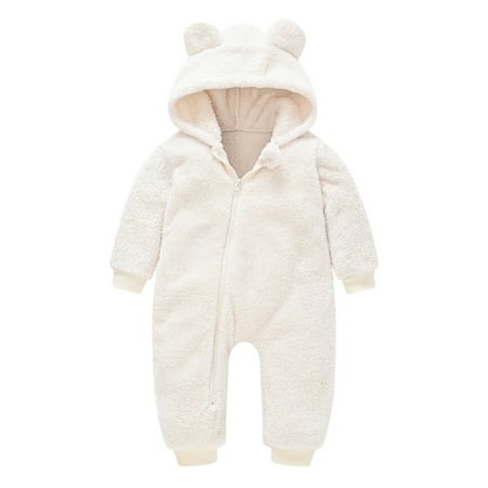 

Augper Toddler Baby s Day Boys Girls Color Plush Cute Bear Ears Winter Thick Jumpsuit Romper
