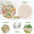 thumbnail image 4 of Yayeee 6 PCS Drink Coasters with Holder Set Woven Absorbent Round Tabletop Hot Pad, Retro Pink Floral, 4 of 7