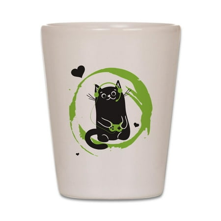

CafePress - Gamer Cat - White Shot Glass Unique and Funny Shot Glass