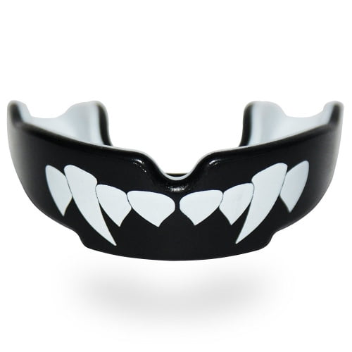 (Junior (<11), Black Fangz) - SAFEJAWZ Mouthguard. Slim Fit, Full Contact Gum Shield for Rugby, MMA & Boxing.