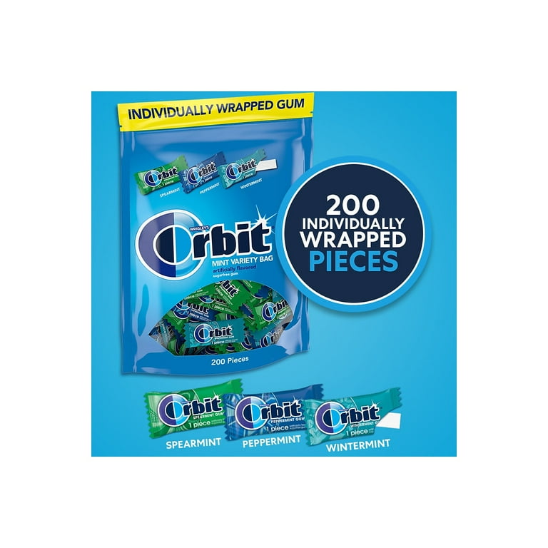 Sugar-Free Chewing Gum, Spearmint/Peppermint/Wintermint, 200 Pieces/Pack Sugar-Free Chewing Gum, Spearmint/Peppermint/Wintermint, 200 Pieces/Pack